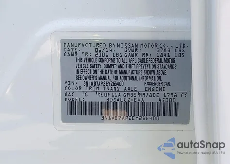 2014 Nissan Sentra S из США, поврежденный, VIN 3N1AB7AP2EY266400